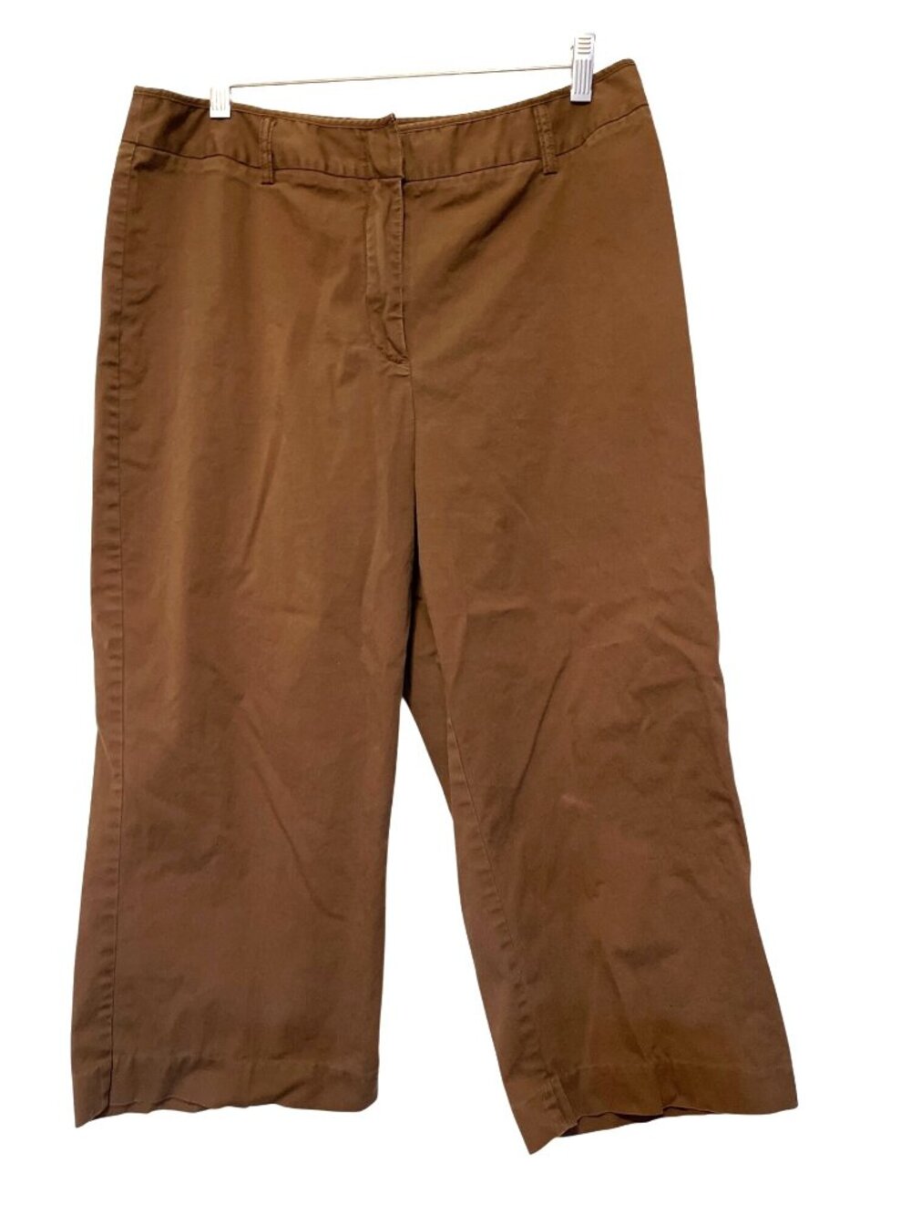 Chicos Brown Cropped Wide Leg Pants Size 2 Cotton Blend